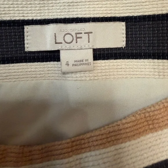 Loft size 4 black/white/peach striped pencil skirt - Picture 5 of 5